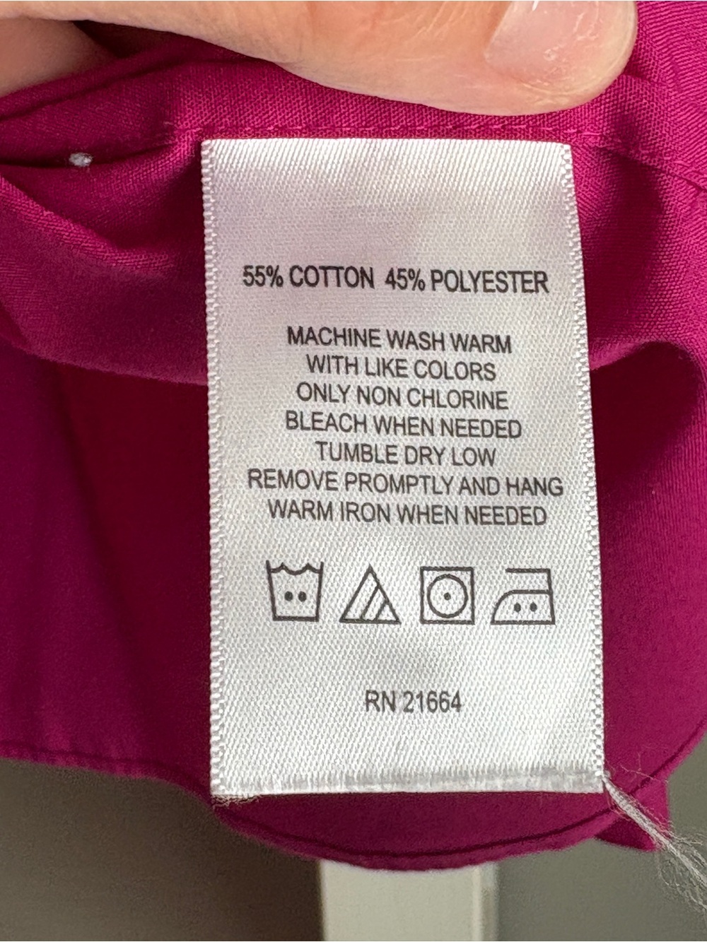 Foxcroft for Appleseed Wrinkle Free Pink Fuchsia Blouse Size 14P - Picture 5 of 5